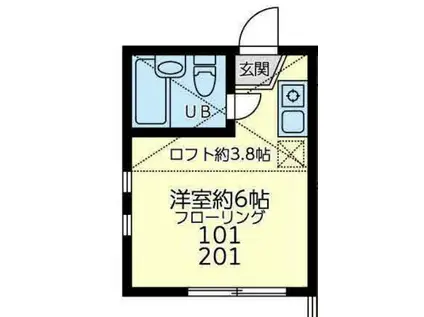 ユナイト山手ラパスの瞳(ワンルーム/1階)の間取り写真
