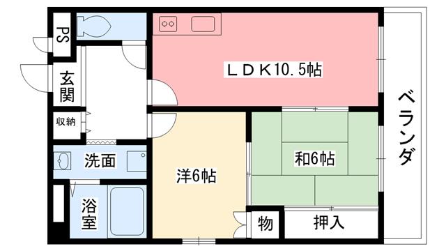 パインヒル西宮(2LDK/2階)の間取り写真
