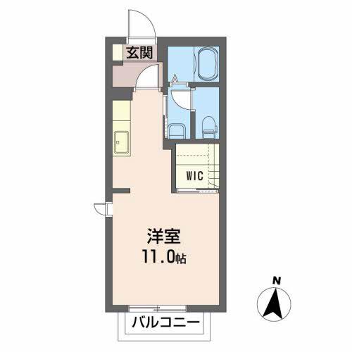 グリーンベルB(ワンルーム/1階)の間取り写真