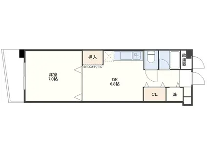 ヒルサイドプレイス(1DK/6階)の間取り写真