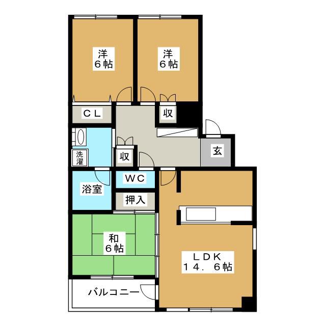 東峯プレイス(3LDK/7階)の間取り写真