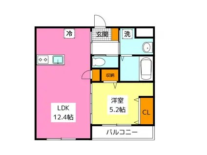 SIMA笹丘(1LDK/2階)の間取り写真
