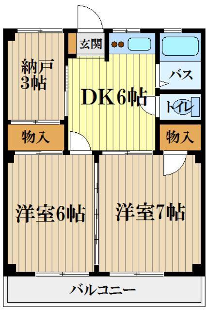 ドエル狭山(2SDK/1階)の間取り写真