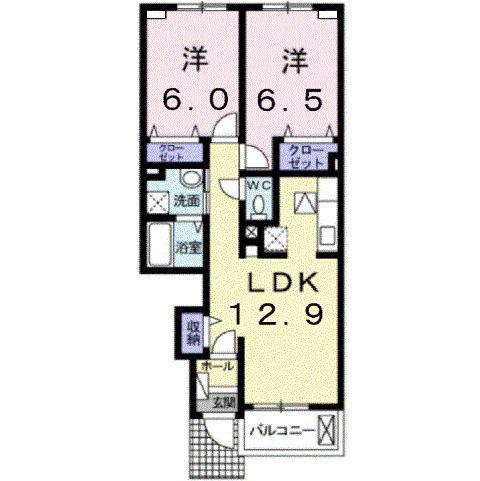 アドヴァンス山手(2LDK/1階)の間取り写真