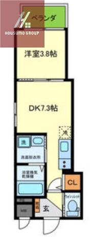 YUMAISON ウエスト(1DK/1階)の間取り写真