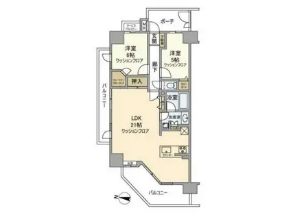 レーベンリヴァーレ東京ラ・トーレ(2LDK/3階)の間取り写真