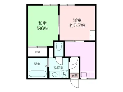 ルックスホームズF棟(2K/1階)の間取り写真