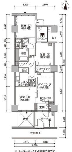 東雲キャナルコートCODAN21号棟(3DK/11階)の間取り写真