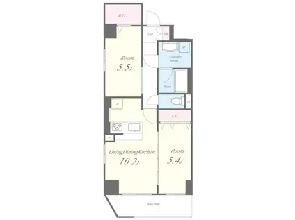 LUNAIRE六町(2LDK/7階)の間取り写真