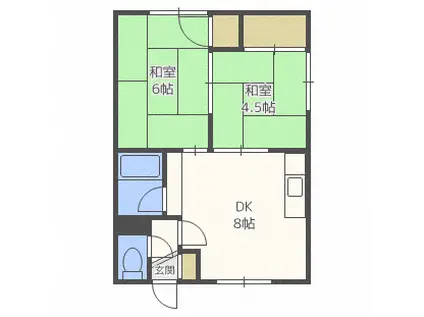 第1日の出ハイム(2LDK/1階)の間取り写真