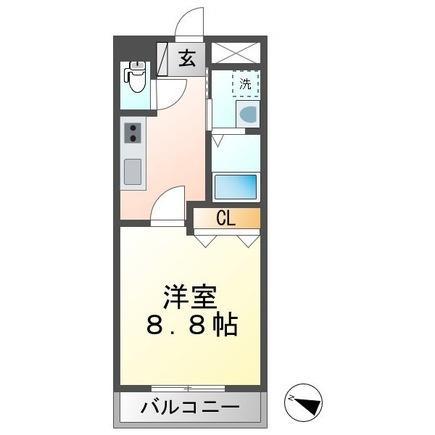 ソレアード田園(1K/2階)の間取り写真