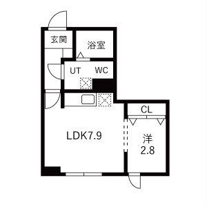 メリディアン利府加瀬壱番館(1LDK/1階)の間取り写真