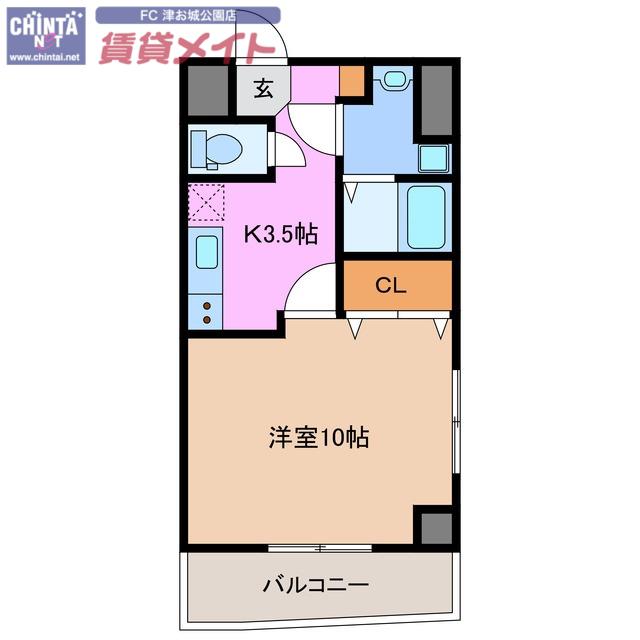 アヴェニール(1K/1階)の間取り写真