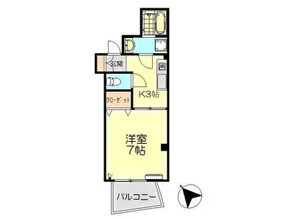 福岡ビル(1K/1階)の間取り写真