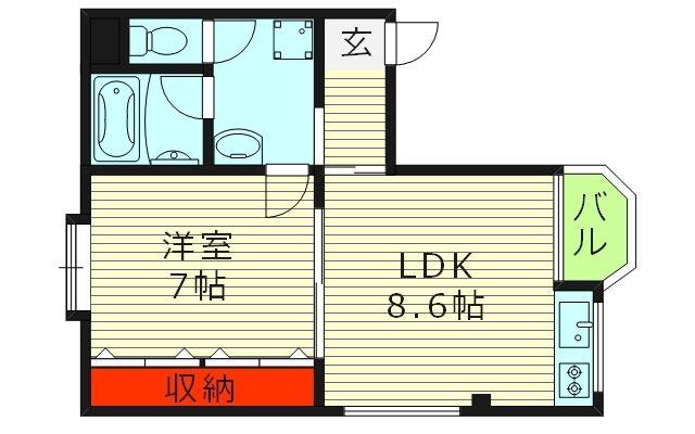 グランツ鴫野東(1LDK/3階)の間取り写真