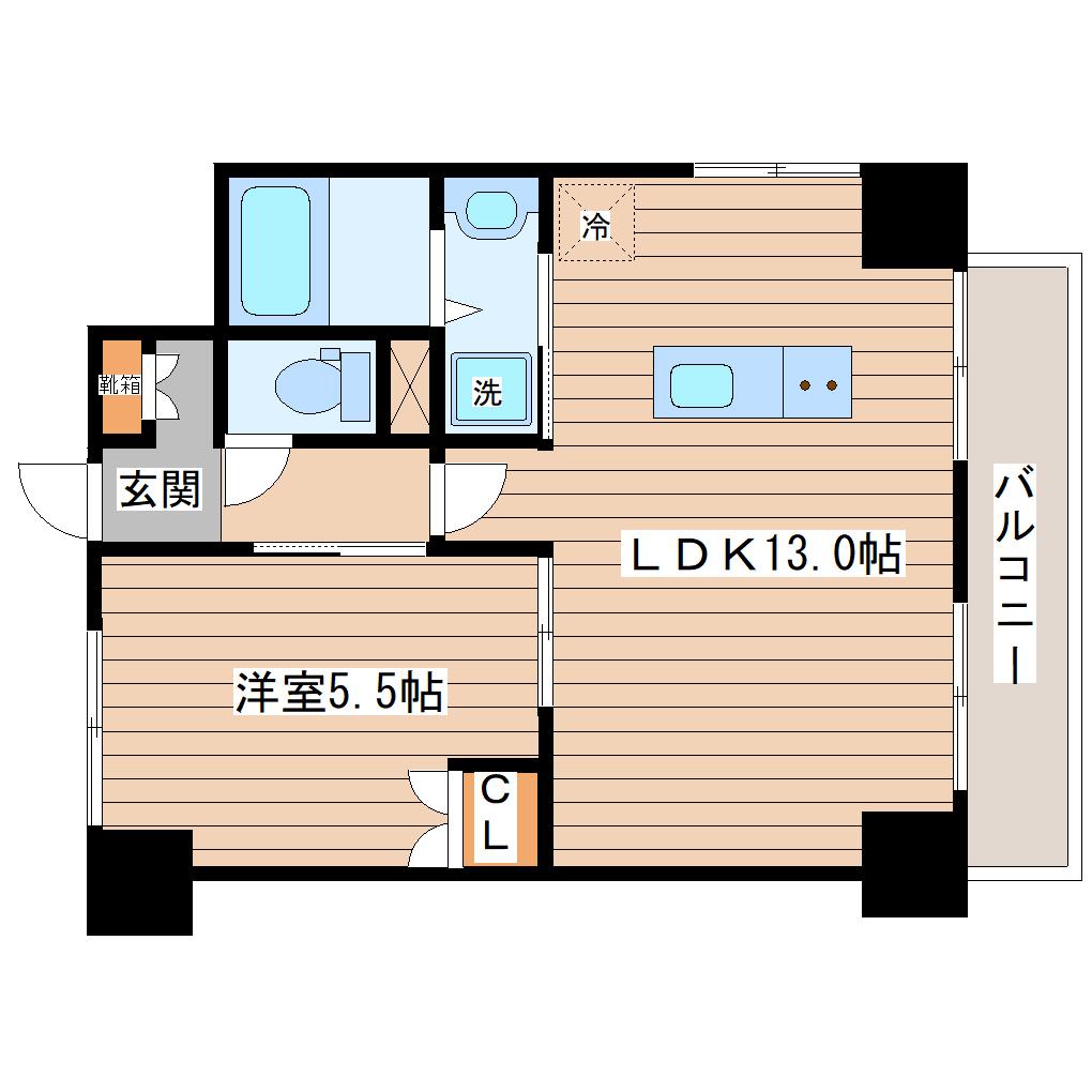 LUANA・AIR・RESIDENCE長町(1LDK/7階)の間取り写真