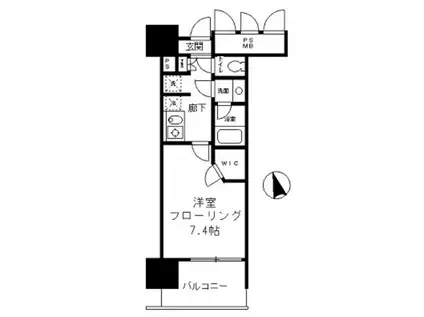 フォンテーヌ芝浦(1K/11階)の間取り写真