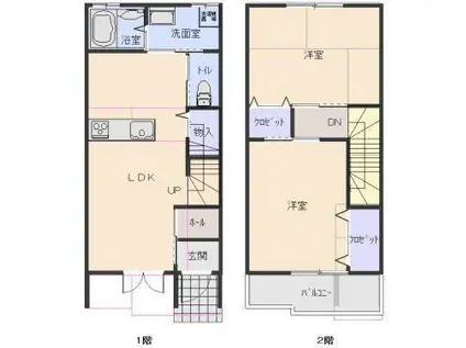 ツインメゾネット出雲(2LDK/2階)の間取り写真