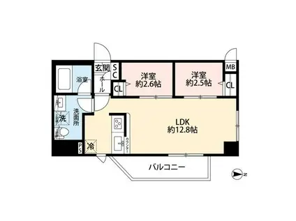 プレール・ドゥーク亀戸小村井(1SLDK/5階)の間取り写真