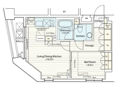 ドゥーエ横濱桜木町(1LDK/5階)の間取り写真