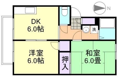 サンシャインA棟(2DK/1階)の間取り写真