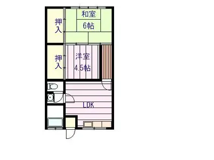 むつのぶ第2ビル(2DK/2階)の間取り写真