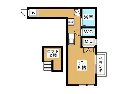 コージーハウス(ワンルーム/2階)の間取り写真