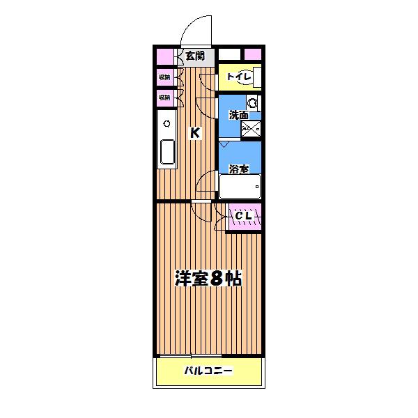 パルクサイド(1K/3階)の間取り写真