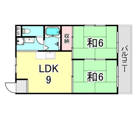 ホーク武庫之荘(2LDK/2階)の間取り写真