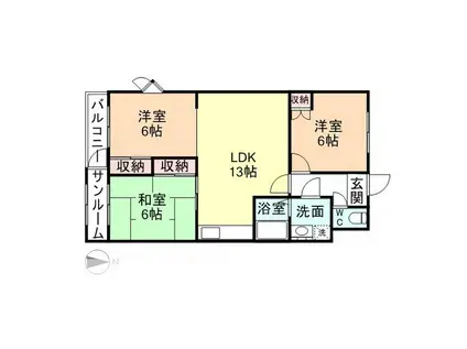 メゾンプリミエール(3LDK/2階)の間取り写真