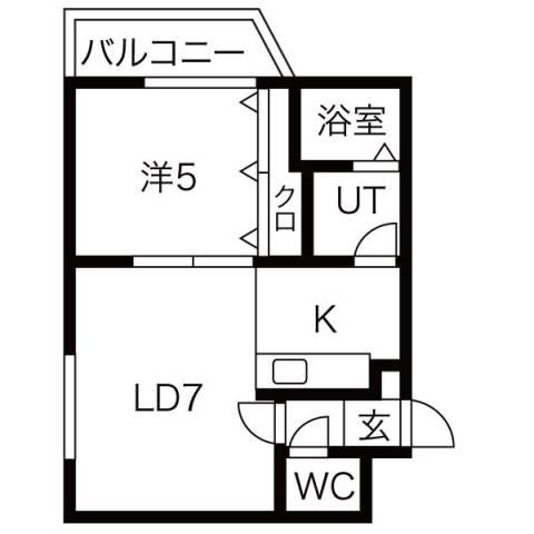 CANASUN HILLS(1LDK/4階)の間取り写真