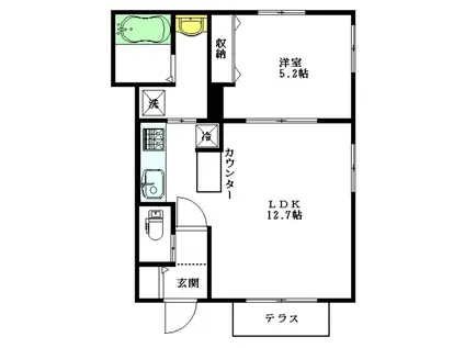 アミーズ(1LDK/1階)の間取り写真