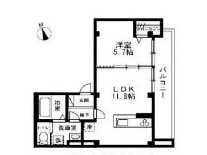 PINE COURT(1LDK/5階)の間取り写真