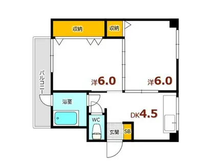 第2唯間ビル(2DK/3階)の間取り写真