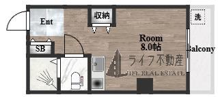 ラフォーレ下六万寺(ワンルーム/4階)の間取り写真