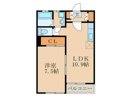 NハウスII(1LDK/2階)の間取り写真