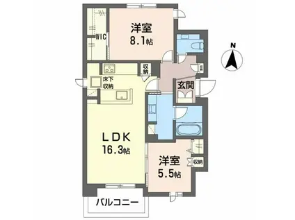 エクラージュ山手町(2LDK/1階)の間取り写真