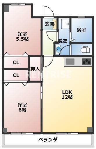 リアライズ木曽川(2LDK/8階)の間取り写真