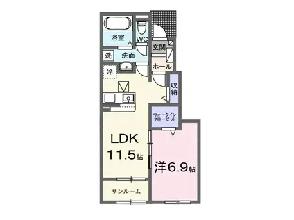 ヴァンヴェール彦根RS(1LDK/1階)の間取り写真