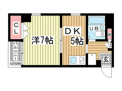 サンパレス21六甲(1DK/4階)の間取り写真