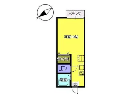 カサベルテA棟(ワンルーム/1階)の間取り写真