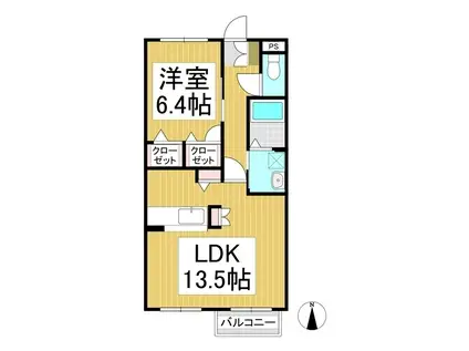 エスペランサ篠ノ井(1LDK/2階)の間取り写真