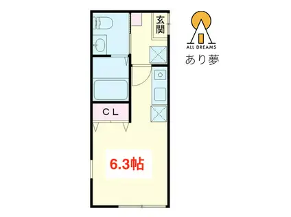 Wレジデンス横浜東白楽(ワンルーム/1階)の間取り写真