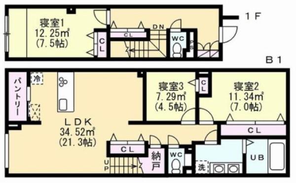 エフティヒア西品川(2LDK/B1階)の間取り写真