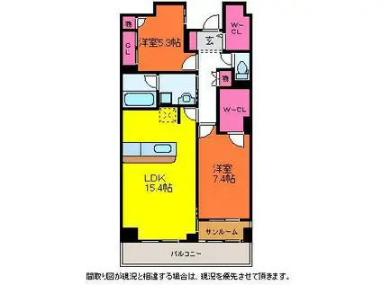 パルステージ関屋(2LDK/5階)の間取り写真