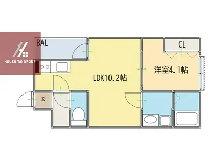 エムグレース平野(1LDK/3階)の間取り写真