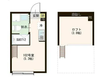 ハーモニーテラス戸越一丁目(ワンルーム/1階)の間取り写真