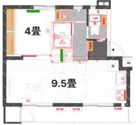 GOODROOM RESIDENCE 座間ホシノタニ団地 2号棟(1LDK/1階)の間取り写真