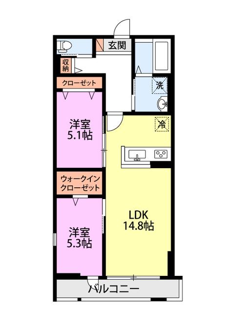 DESIGN MAISON N.STA 3S C棟(2LDK/1階)の間取り写真