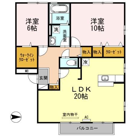 シャルルIII(2LDK/2階)の間取り写真